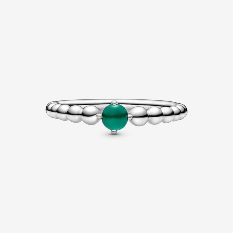 Pandora May Rainforest Green Beaded Ring Sterling Silver | 03295-RIHV