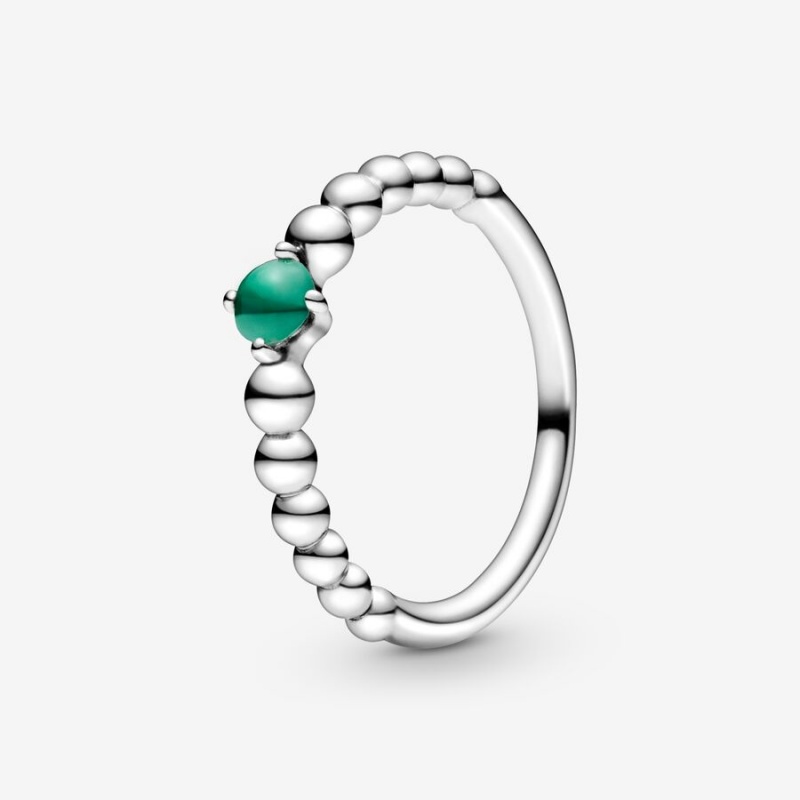 Pandora May Rainforest Green Beaded Ring Sterling Silver | 03295-RIHV