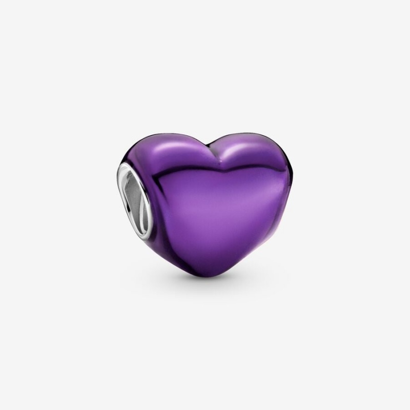 Pandora Metallic Purple Heart Charm Sterling Silver | 41735-YTUD