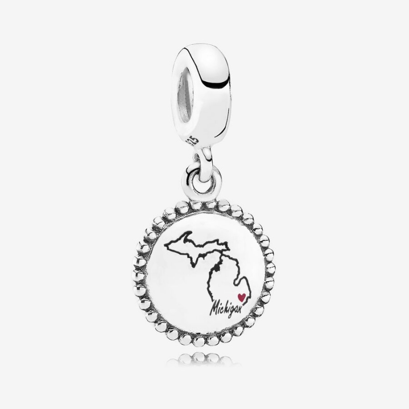 Pandora Michigan State Heart Charm Sterling Silver | 98520-QXWP