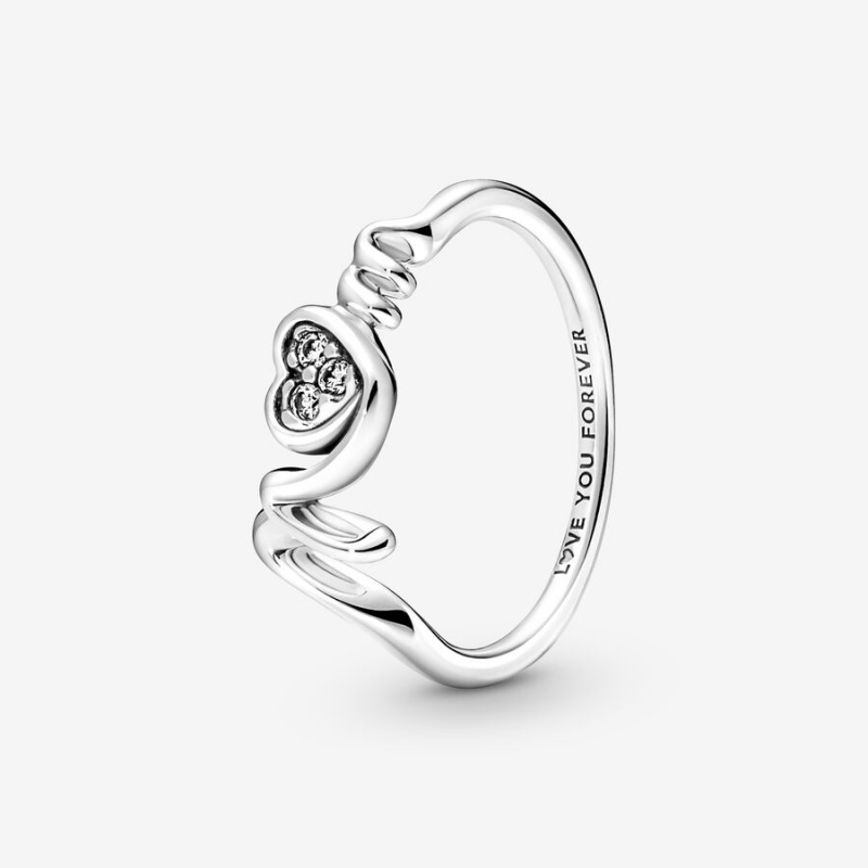 Pandora Mom Pavé Heart Ring Sterling Silver | 97835-FYCX 