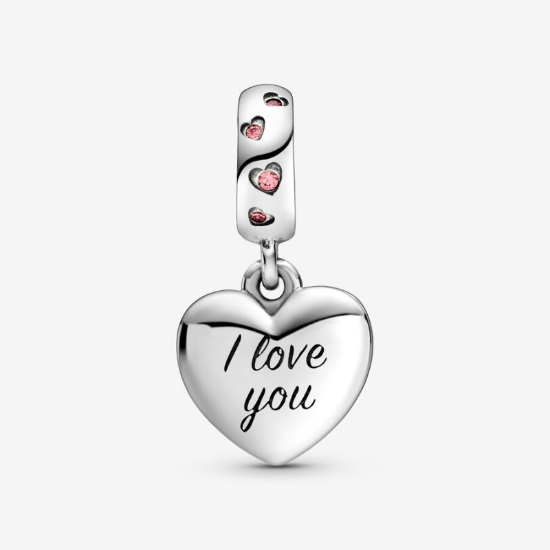 Pandora Mom Script Heart Dangle Charm Sterling Silver | 90685-OPGC