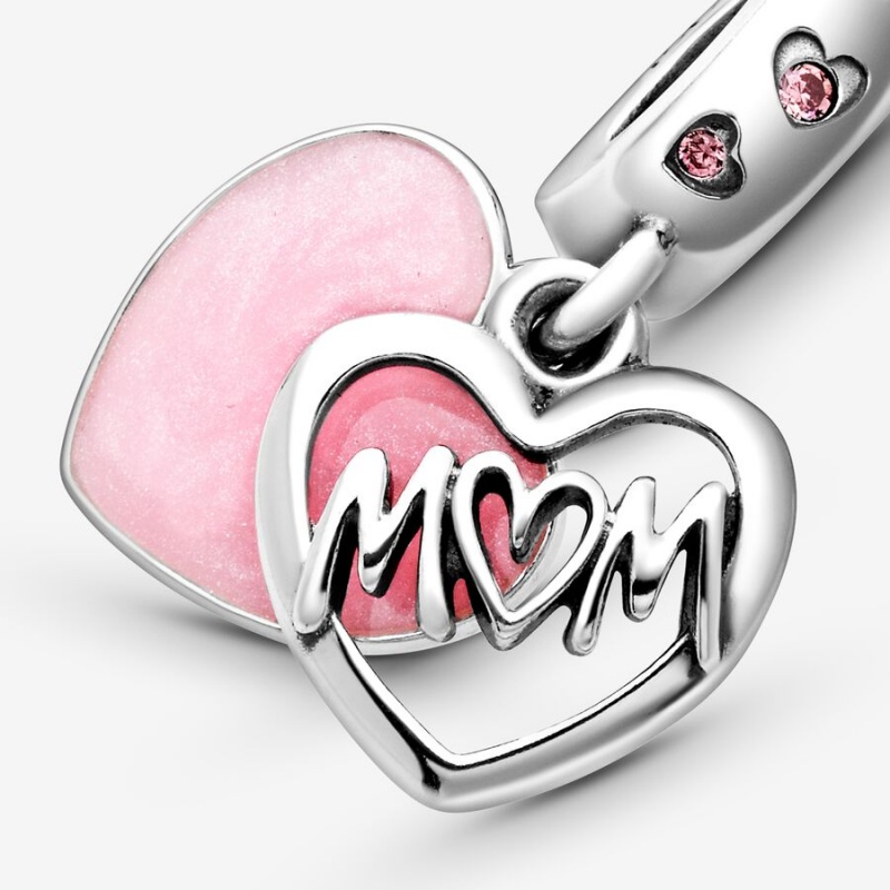 Pandora Mom Script Heart Dangle Charm Sterling Silver | 90685-OPGC