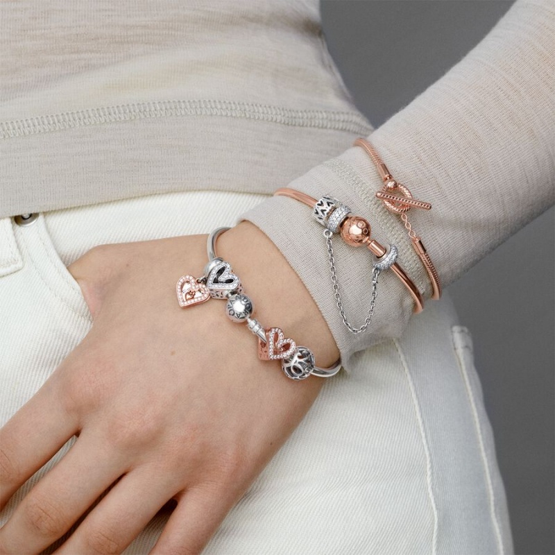 Pandora Moments Bangle Rose Gold Plated | 75160-BNAL