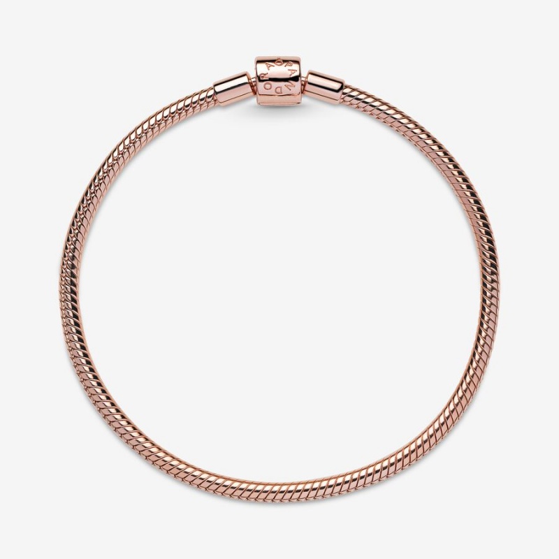 Pandora Moments Barrel Clasp Snake Chain Bracelet Rose Gold Plated | 91837-KRGI