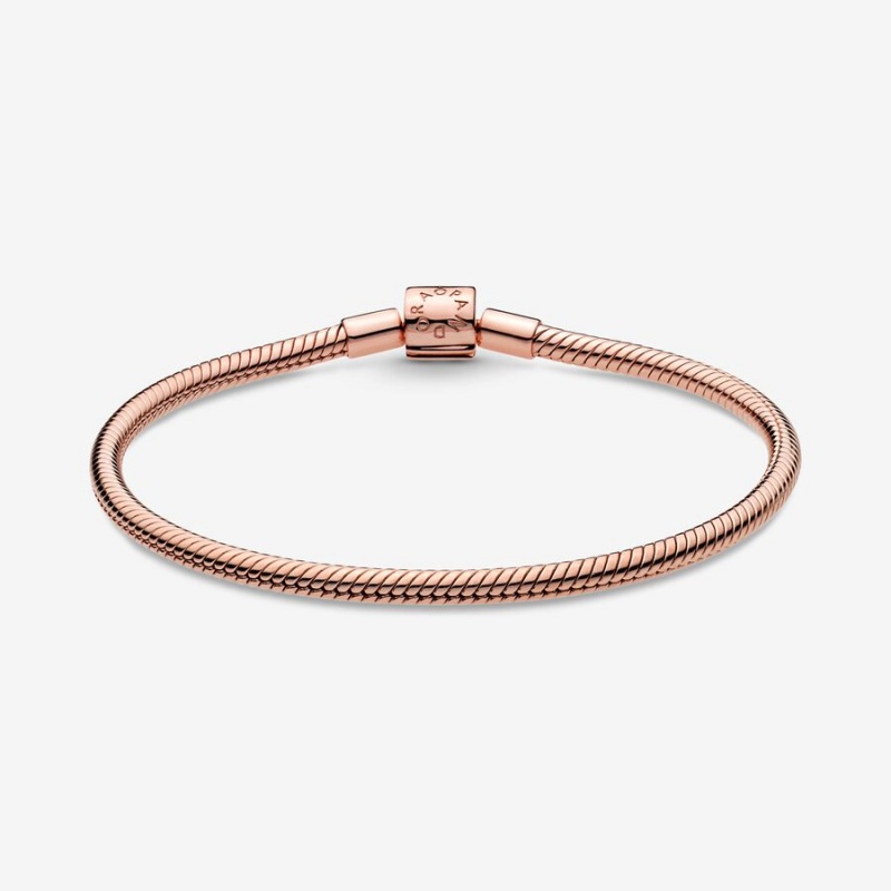 Pandora Moments Barrel Clasp Snake Chain Bracelet Rose Gold Plated | 91837-KRGI