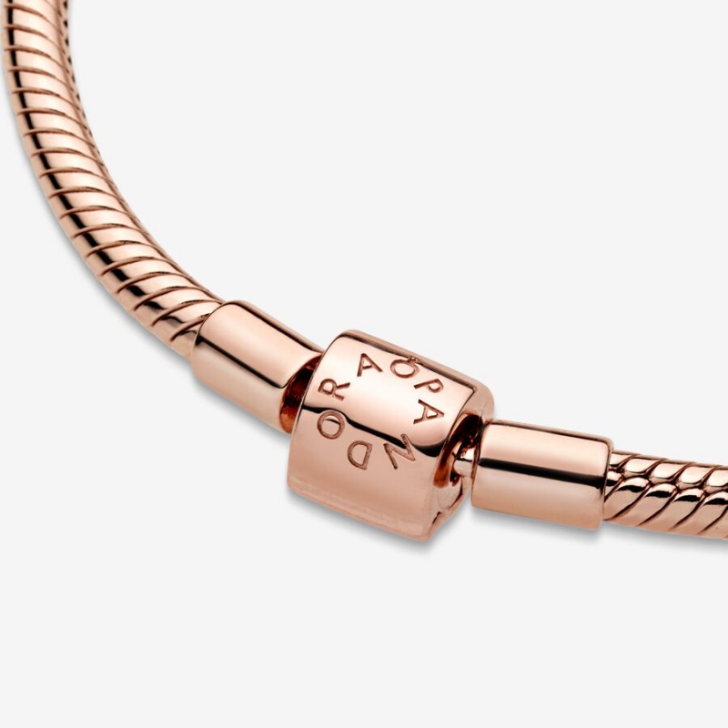 Pandora Moments Barrel Clasp Snake Chain Bracelet Rose Gold Plated | 91837-KRGI