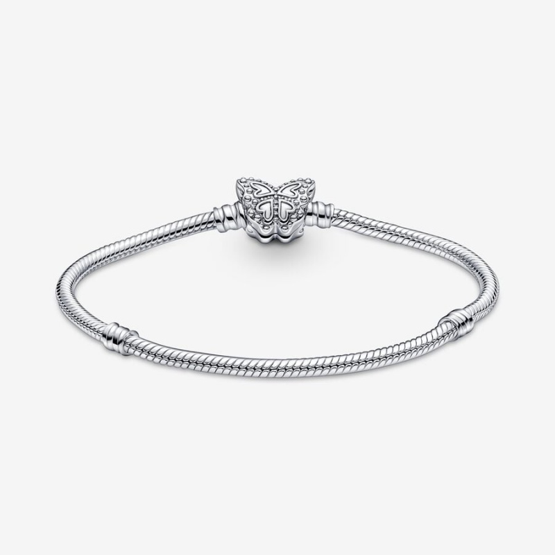 Pandora Moments Butterfly Clasp Snake Chain Bracelet Sterling Silver | 12860-DVWL