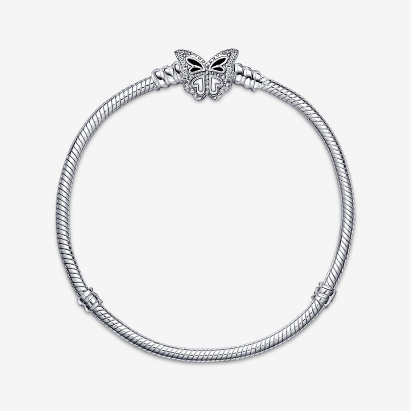 Pandora Moments Butterfly Clasp Snake Chain Bracelet Sterling Silver | 12860-DVWL