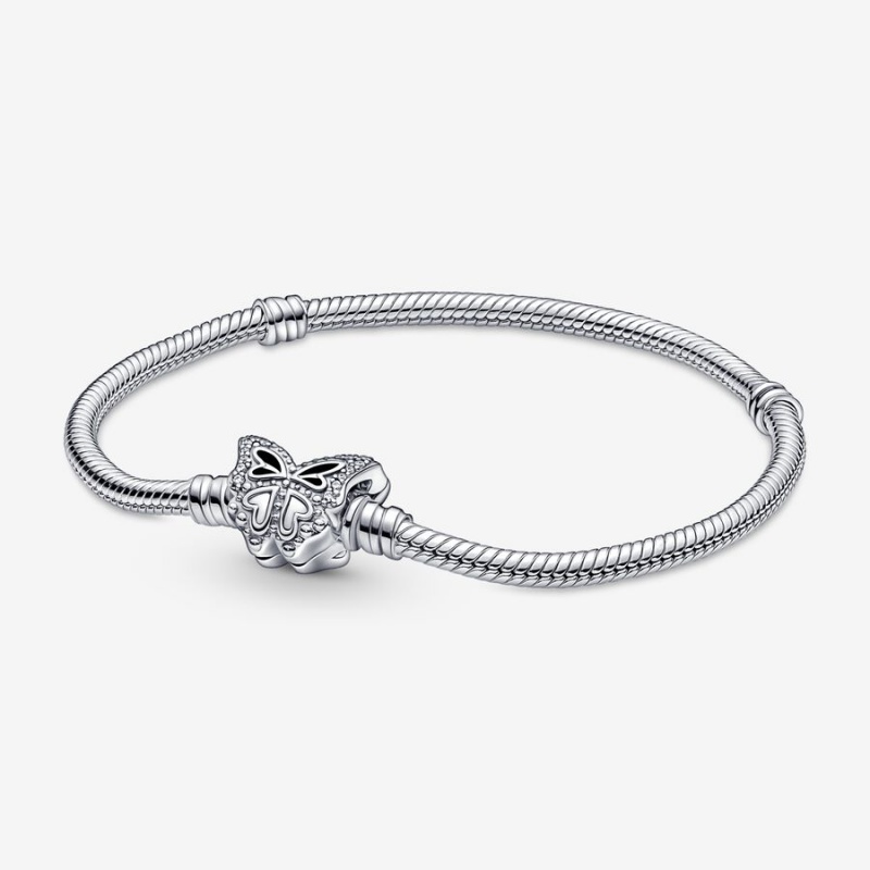 Pandora Moments Butterfly Clasp Snake Chain Bracelet Sterling Silver | 12860-DVWL