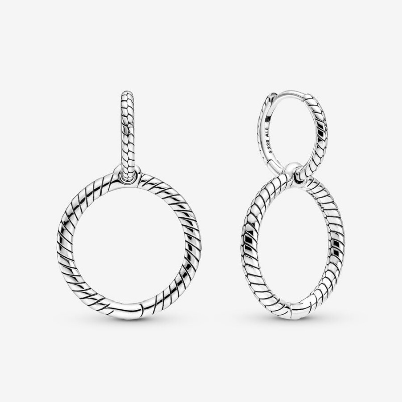 Pandora Moments Charm Double Hoop Earrings Sterling Silver | 73164-AIYF