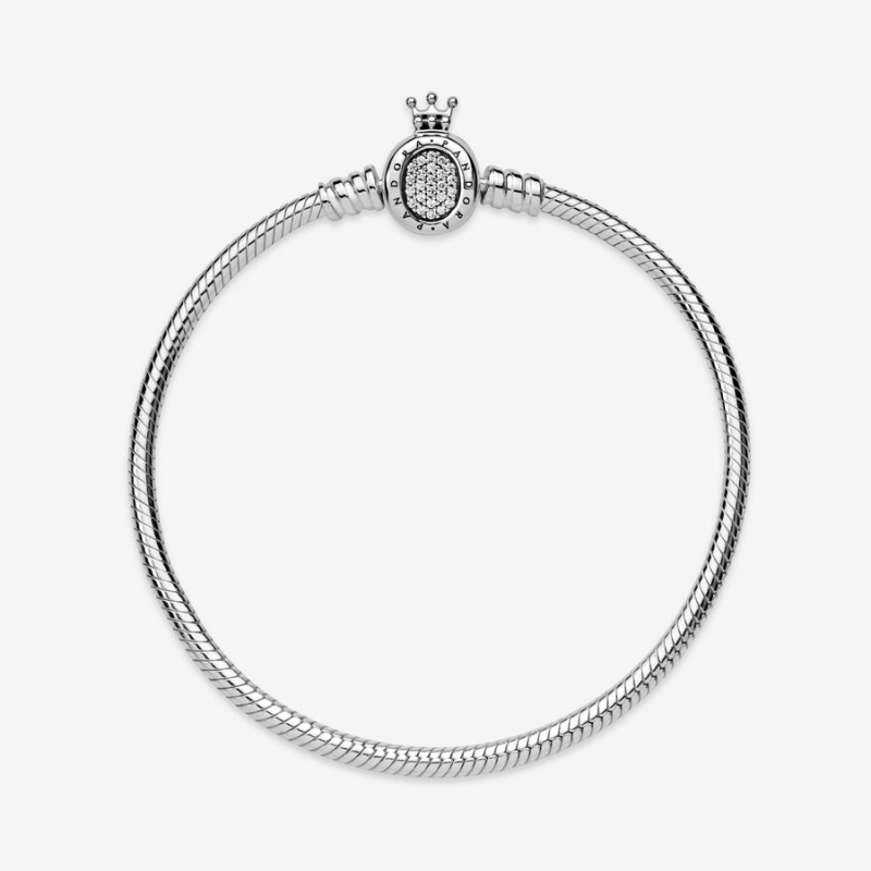 Pandora Moments Crown O Clasp Snake Chain Bracelet Sterling Silver | 07145-SJXE