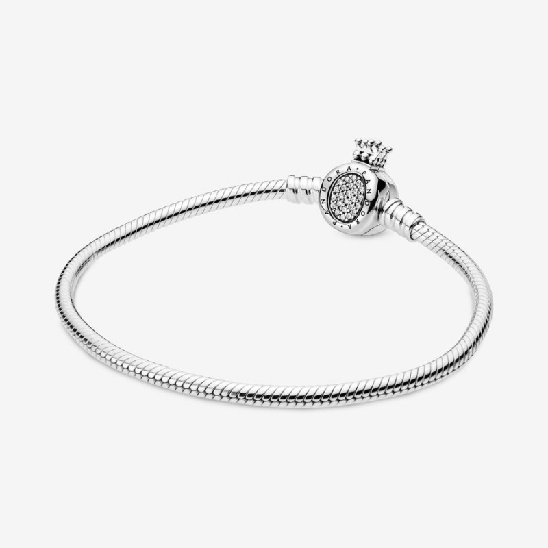 Pandora Moments Crown O Clasp Snake Chain Bracelet Sterling Silver | 07145-SJXE