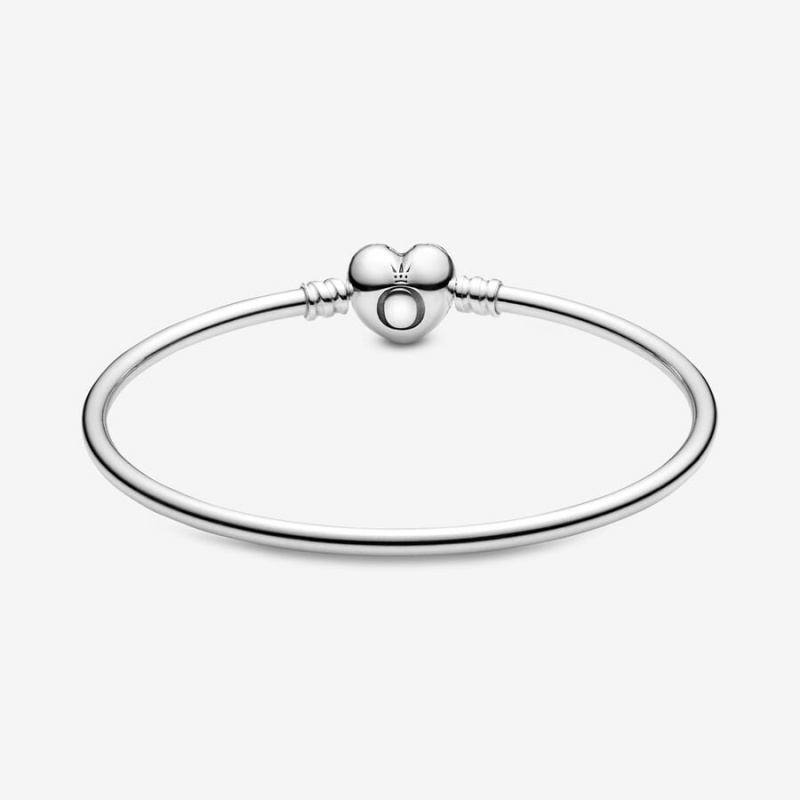 Pandora Moments Heart Clasp Bangle Sterling Silver | 60185-RNGB