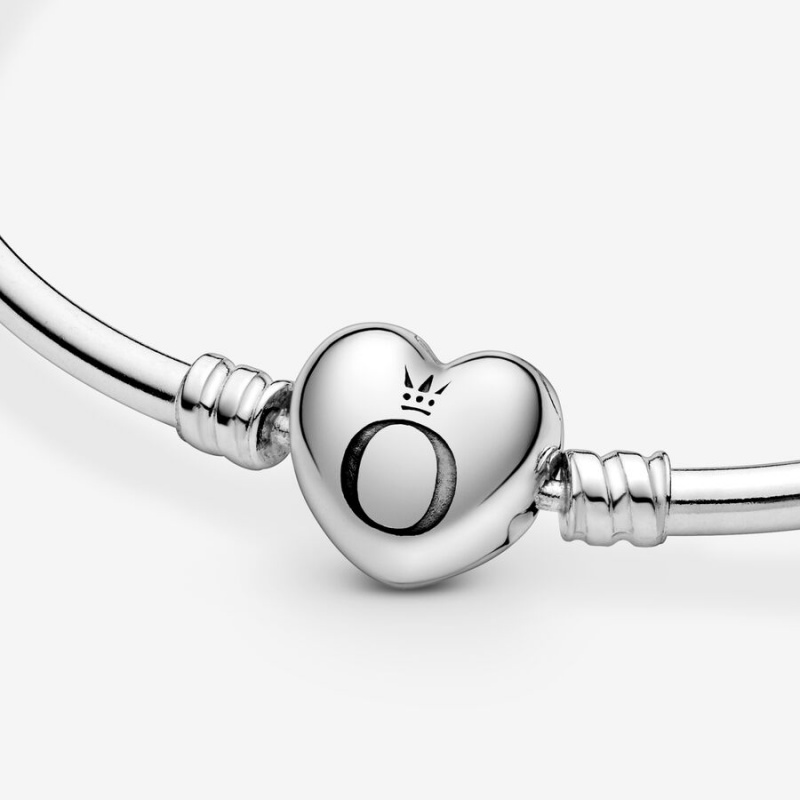 Pandora Moments Heart Clasp Bangle Sterling Silver | 60185-RNGB