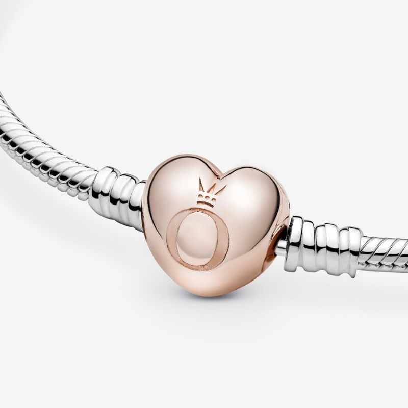 Pandora Moments Heart Clasp Snake Chain Bracelet Two-tone | 58974-HXNR