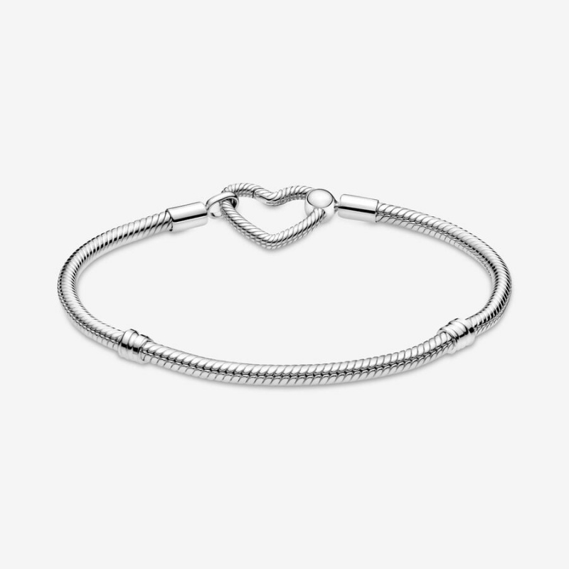 Pandora Moments Heart Closure Snake Chain Bracelet Sterling Silver | 35978-DXCK