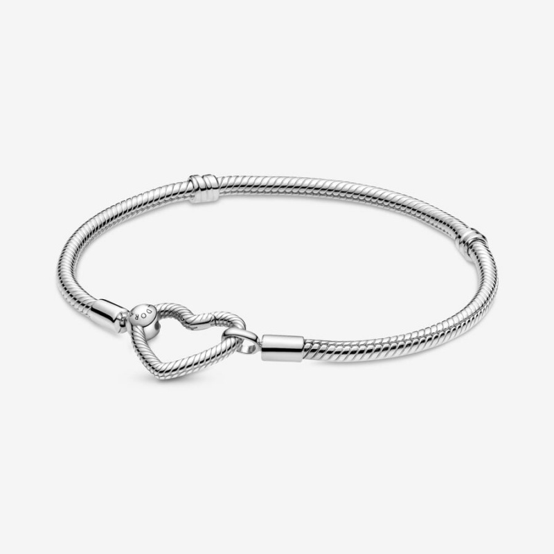 Pandora Moments Heart Closure Snake Chain Bracelet Sterling Silver | 35978-DXCK