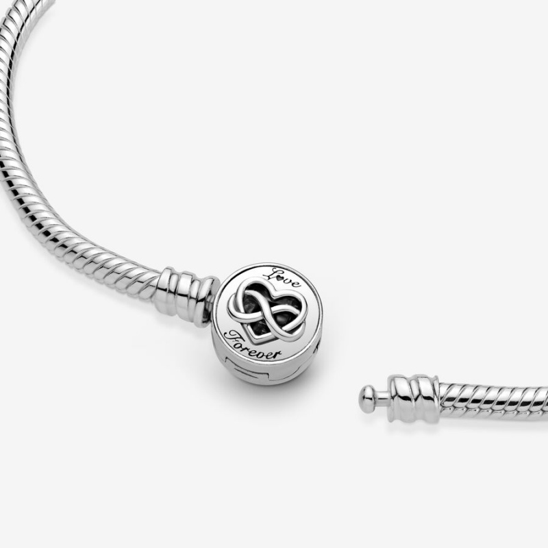 Pandora Moments Heart Infinity Clasp Snake Chain Bracelet Sterling Silver | 40728-QDYX