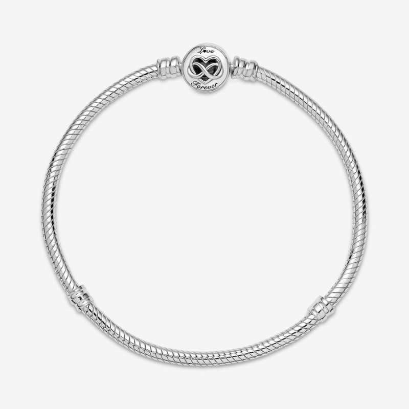 Pandora Moments Heart Infinity Clasp Snake Chain Bracelet Sterling Silver | 40728-QDYX