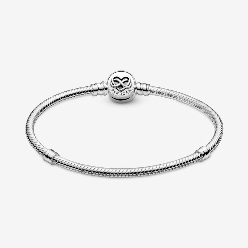 Pandora Moments Heart Infinity Clasp Snake Chain Bracelet Sterling Silver | 40728-QDYX