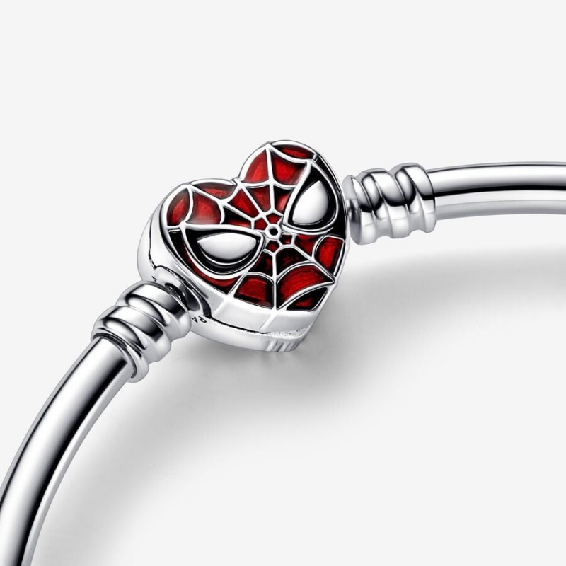 Pandora Moments Marvel Spider-Man Mask Clasp Bangle Sterling Silver | 65497-VDNS