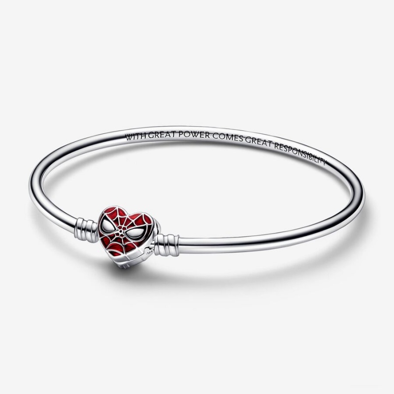 Pandora Moments Marvel Spider-Man Mask Clasp Bangle Sterling Silver | 65497-VDNS