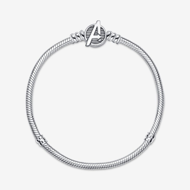 Pandora Moments Marvel The Avengers Logo Clasp Snake Chain Bracelet Sterling Silver | 85613-UDKS