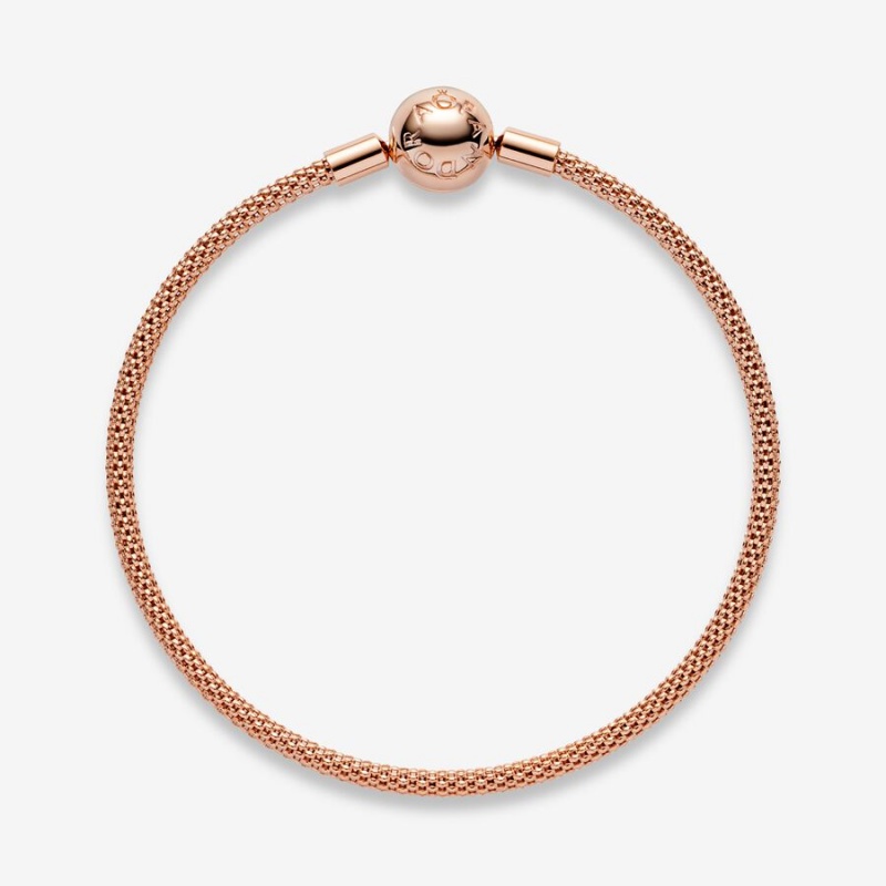 Pandora Moments Mesh Bracelet Rose Gold Plated | 48739-GAQR