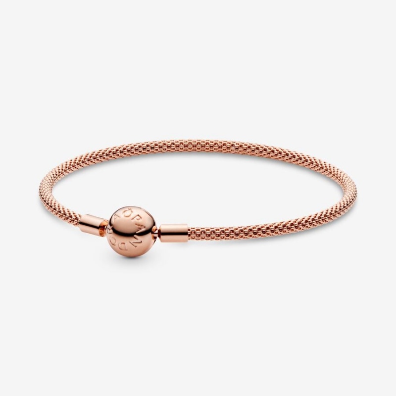 Pandora Moments Mesh Bracelet Rose Gold Plated | 48739-GAQR