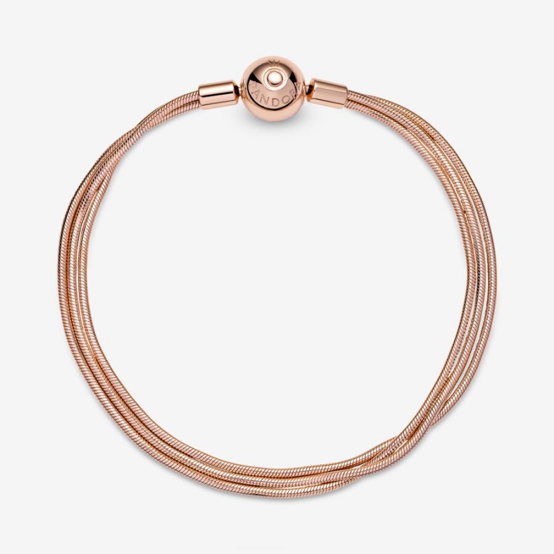 Pandora Moments Multi Snake Chain Bracelet Rose Gold Plated | 37405-TEFU