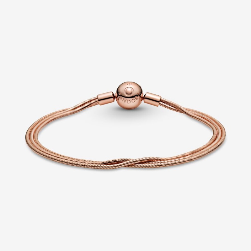 Pandora Moments Multi Snake Chain Bracelet Rose Gold Plated | 37405-TEFU