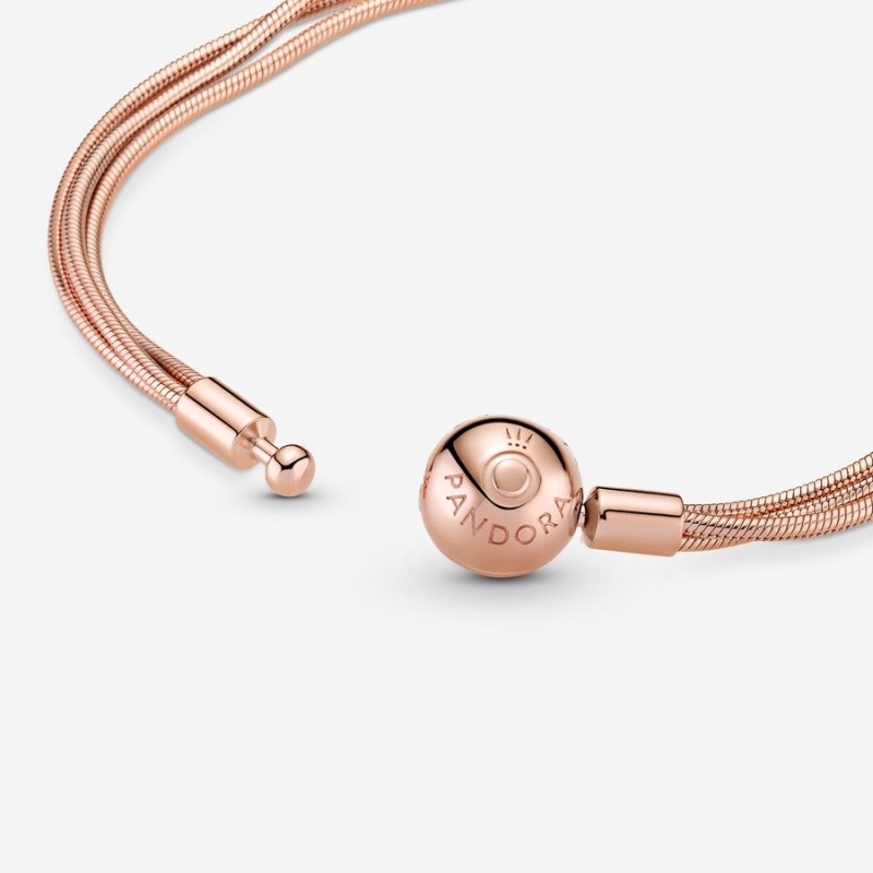 Pandora Moments Multi Snake Chain Bracelet Rose Gold Plated | 37405-TEFU