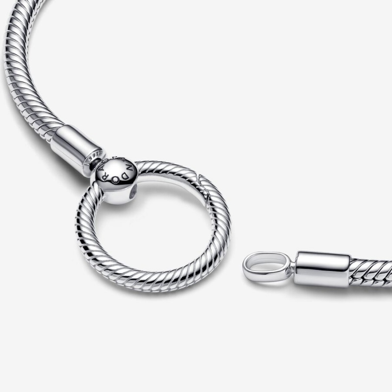 Pandora Moments O Closure Snake Chain Bracelet Sterling Silver | 69571-UVZW