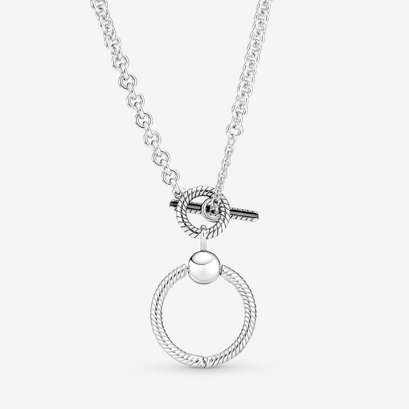 Pandora Moments O Pendant T-bar Necklace Sterling Silver | 40165-EJLF