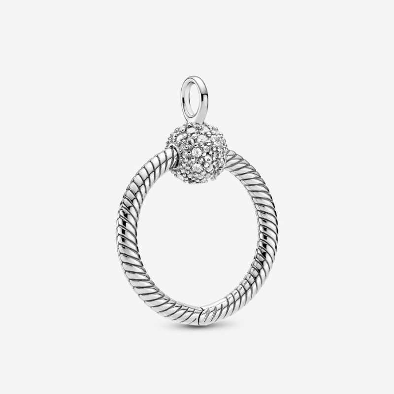 Pandora Moments Small Pavé O Pendant Sterling Silver | 50297-HQTK