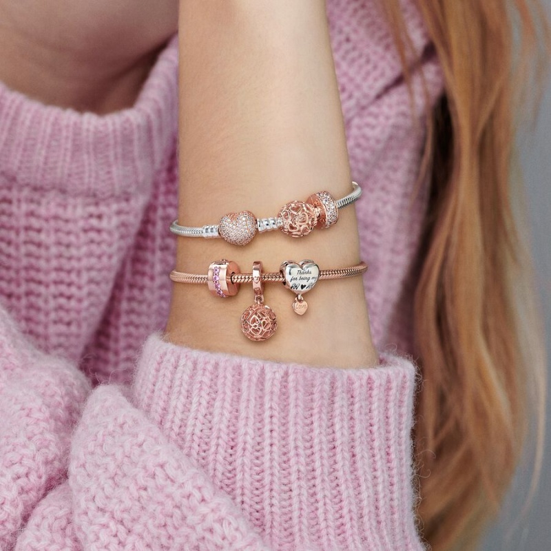 Pandora Moments Snake Chain Bracelet Rose Gold Plated | 81063-ROJS