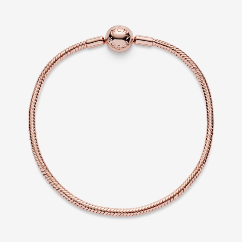 Pandora Moments Snake Chain Bracelet Rose Gold Plated | 81063-ROJS