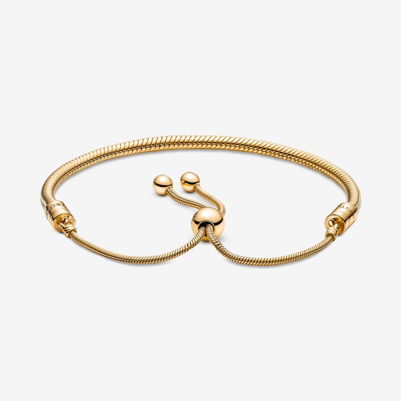 Pandora Moments Snake Chain Slider Bracelet Gold Plated | 13627-YQNC