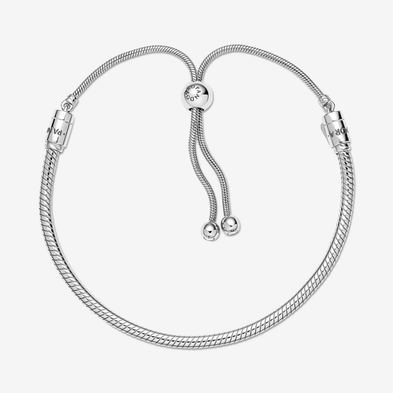 Pandora Moments Snake Chain Slider Bracelet Sterling Silver | 10597-FKHM