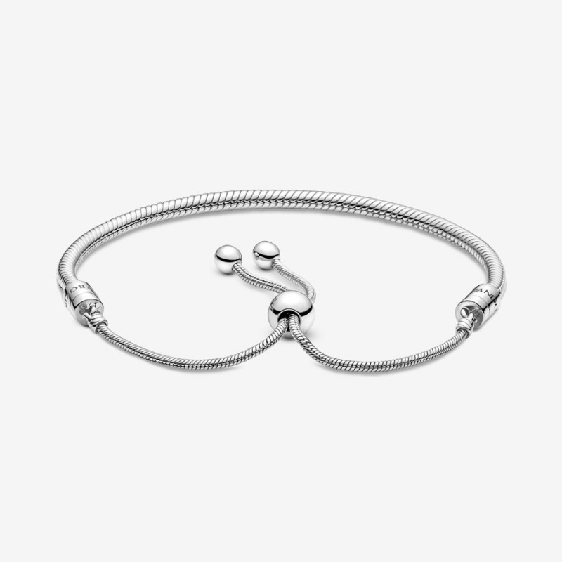 Pandora Moments Snake Chain Slider Bracelet Sterling Silver | 10597-FKHM