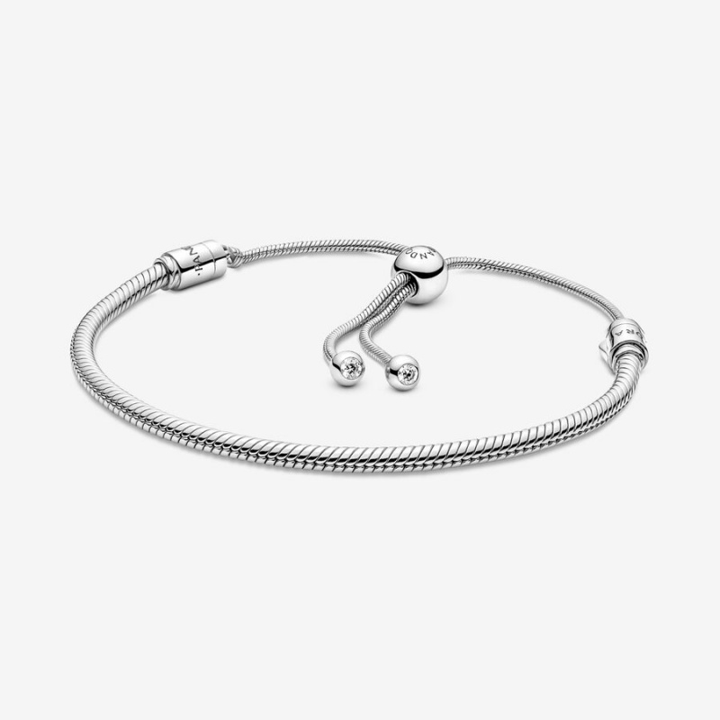 Pandora Moments Snake Chain Slider Bracelet Sterling Silver | 30857-VJAL