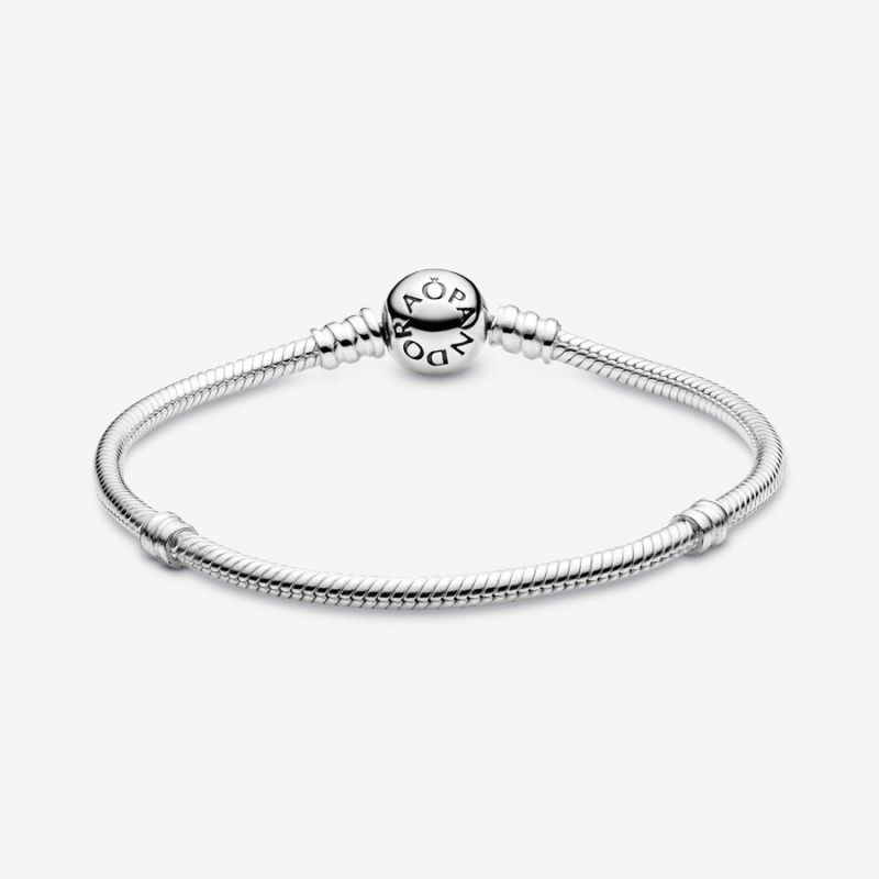 Pandora Moments Sparkling Heart Clasp Snake Chain Bracelet Sterling Silver | 15048-ZHPU