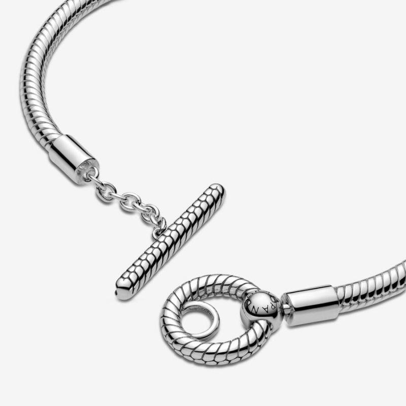 Pandora Moments T-Bar Snake Chain Bracelet Sterling Silver | 71925-XNFU