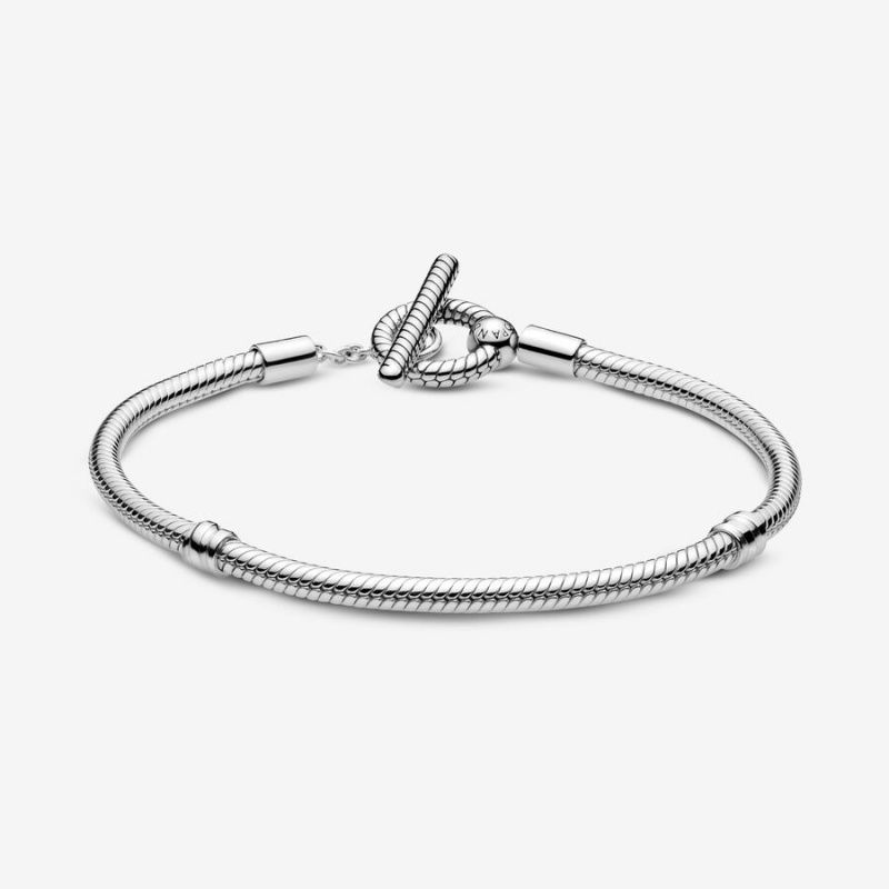 Pandora Moments T-Bar Snake Chain Bracelet Sterling Silver | 71925-XNFU