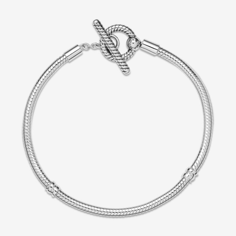 Pandora Moments T-Bar Snake Chain Bracelet Sterling Silver | 71925-XNFU