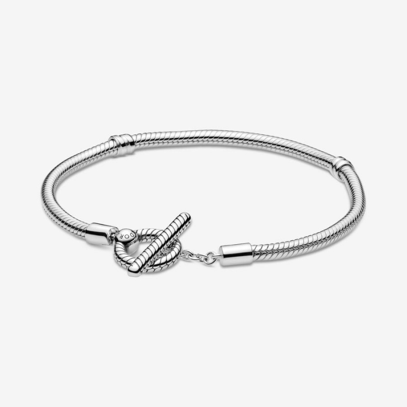 Pandora Moments T-Bar Snake Chain Bracelet Sterling Silver | 71925-XNFU