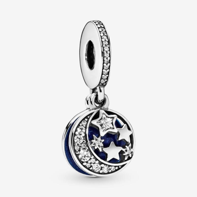 Pandora Moon & Blue Sky Dangle Charm Sterling Silver | 52693-CTIR