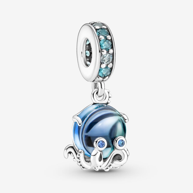 Pandora Murano Glass Cute Octopus Dangle Charm Sterling Silver | 58902-OVXC