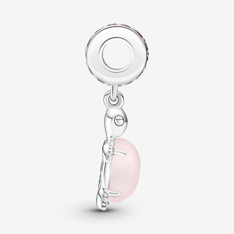 Pandora Murano Glass Pink Sea Turtle Dangle Charm Sterling Silver | 04596-RKYU